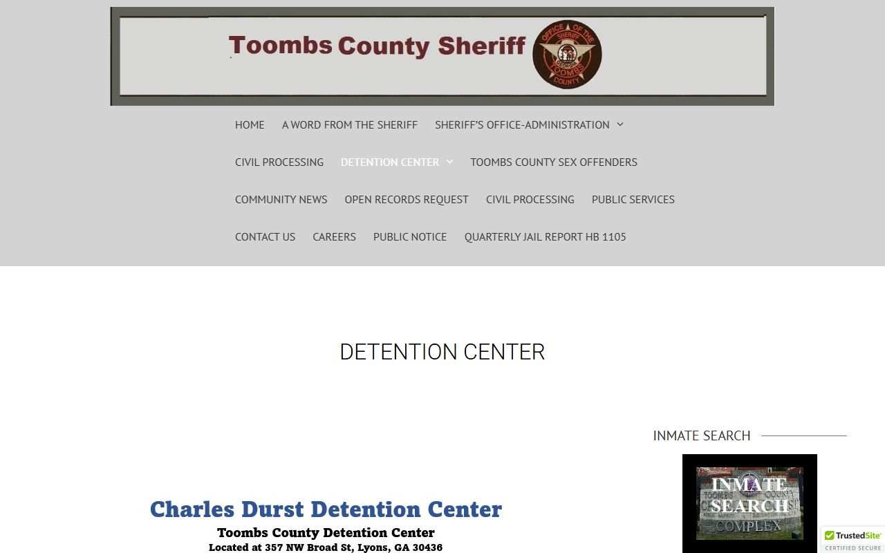 Toombs County inmate population detention center roster source